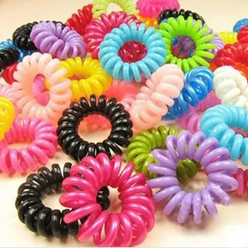 

10pcs Colorful Telephone Wire Elastic Hair Bands Rubber Stretchy Hair Rings Tie Gum Ponytail Holders Hair Accessories