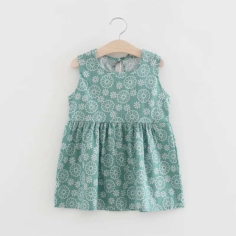 VIDMID baby girls sleeveless flowers dresses for girls summer cotton Princess clothing kids girls short sleeve clothes kids