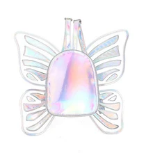 Harajuku Забавный лазерный мини-рюкзак с бабочкой, голограмма, Красочные Крылья ангела, модные школьные сумки для девочек, сверкающие вечерние уличные сумки
