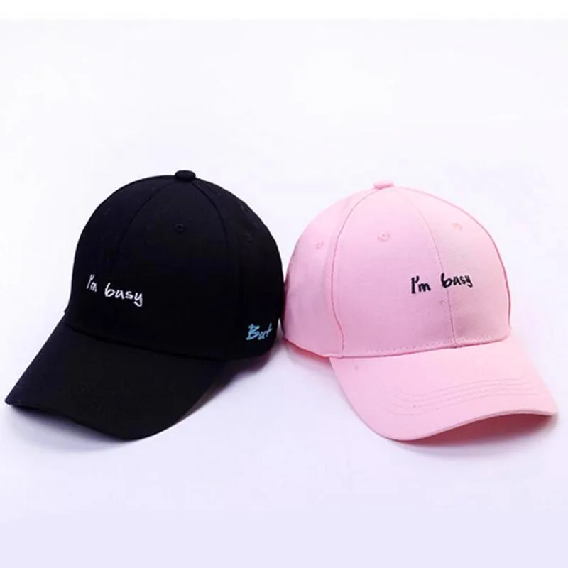 

Sale Item Cute Summer Women I'm Busy Letter Embroidered Hat Adjustable Baseball Cap Unisex Hip Hop Caps Pink White Black