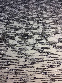 

Latest sequence African french net wedding lace fabrics 2019 high quality glitter beaded embroidered tulle mesh sequins lace