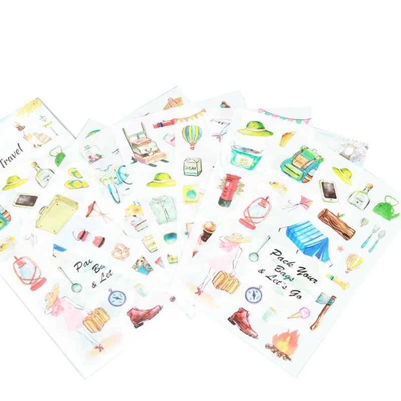6 pcs/lot Cute World Travel Cartoon Stickers Diary Scrapbooking Album Decoration PVC Stationery Sticker Label for Kids Gifts