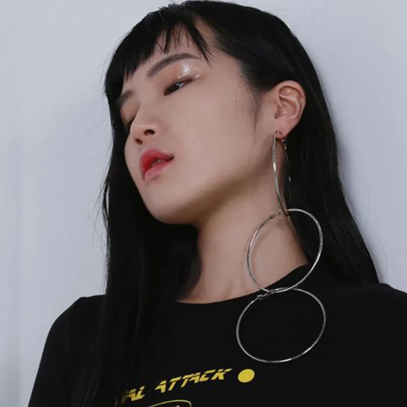 

10 Sizes ! Free Collocation Punk Circel Hoop Earrings Large Overiszed Earrings XL Earrings Jewelry boucles d'oreilles 2017