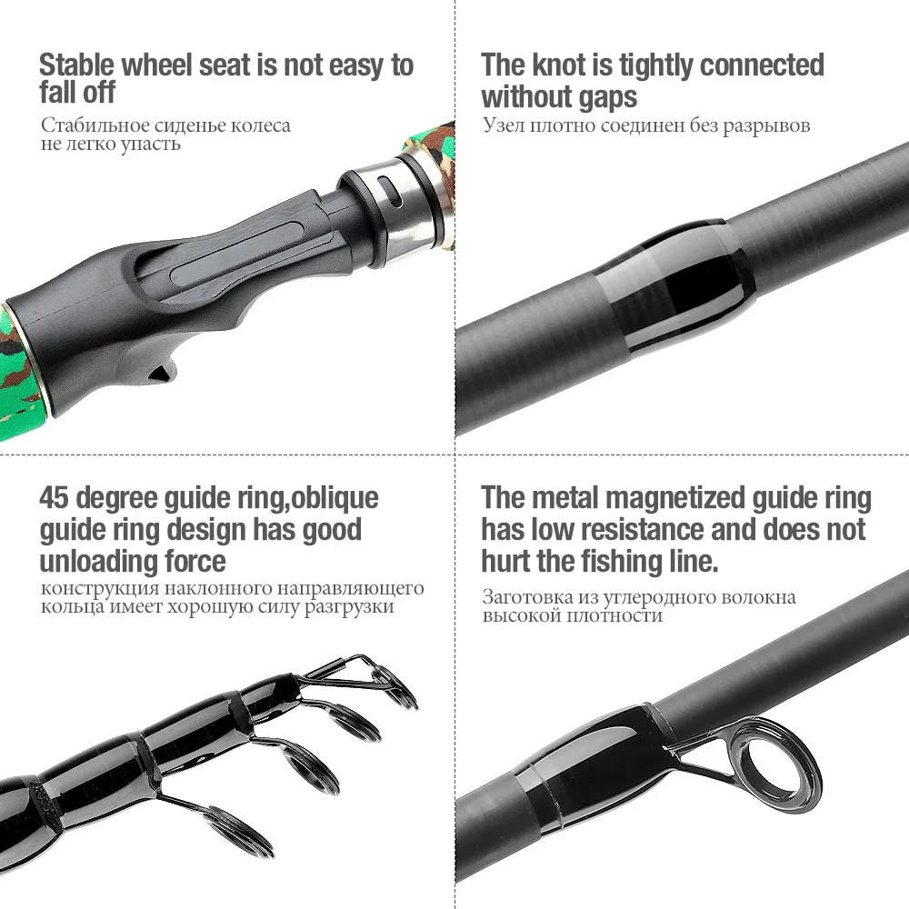 DONQL телескопическая удочка из углеродного волокна спиннинговое Литье удочка 1,8 м-3,0 М Карп Фидер походная Удочка портативный камуфляж