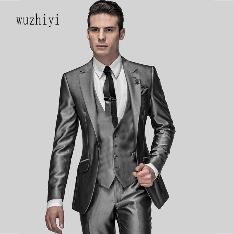 

wuzhiyi Costume Homme Terno Masculino Tuxedos Slim Fit Men Suits Latest Design Wedding Suits for Men 3 Pieces (Jacket+Pant+Vest)