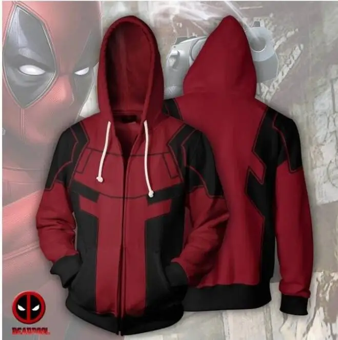 

Deadpool Costumes 3D Print Deadpool Hoodies Zipper Fashion Men's Jacket Coat Boys Cosplay Costumes Hooded Sweatshirts Tops