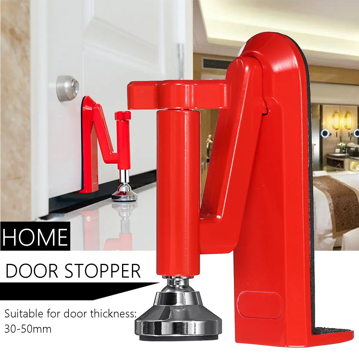 

Zinc Alloy Door Stop Portable Wooden Gate Lock Office Traveling Hotel Jammer Door Stopper Hardware Anti-theft Home Security