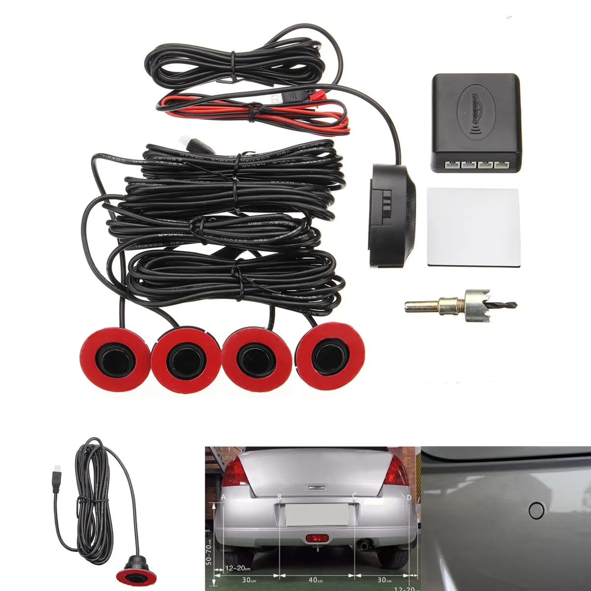 

Universal Car Parking Sensor System For Cars SUV Off-Road Pickup Truck Reverse Backup Radar Detector Assistance System Kit 65DB