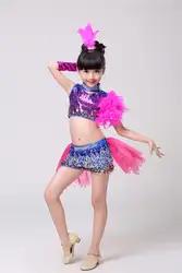 Детские джазовые танцевальные костюмы с пайетками, современные сценические костюмы для девочек, танцевальная одежда с пайетками