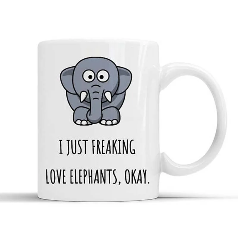 Забавная кофейная кружка, милая Кружка со слоном, чашка для влюбленных слонов, глянцевая кофейная кружка 11 унций