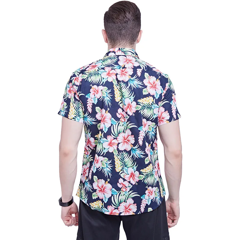 2019 Летняя Повседневная гавайская рубашка модная мужская рубашка с коротким рукавом мужская рубашка с цветочным принтом