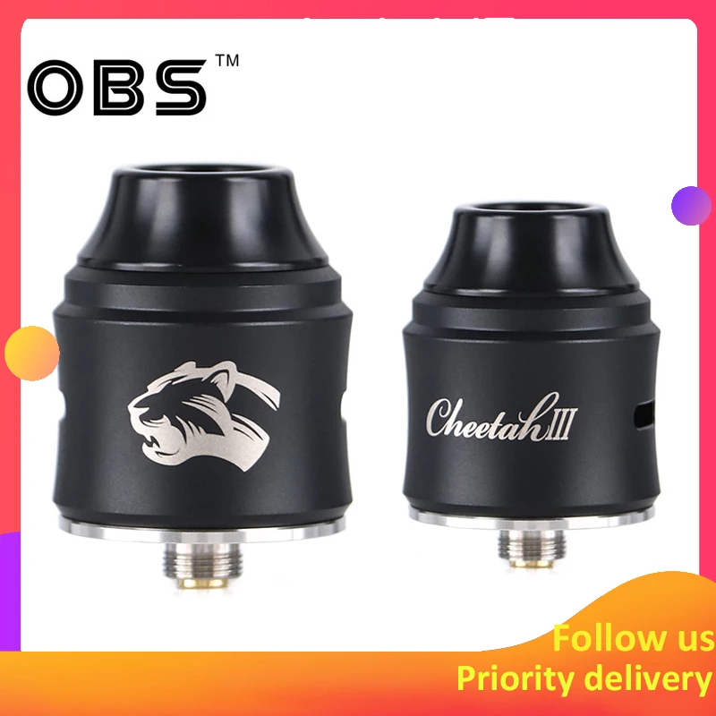 

2pcs Vape tank OBS Cheetah III RDA with 25mm deck 810 drip tip and middle airflow Atomizer Fit 510 Thread Box mod vs drop RDA