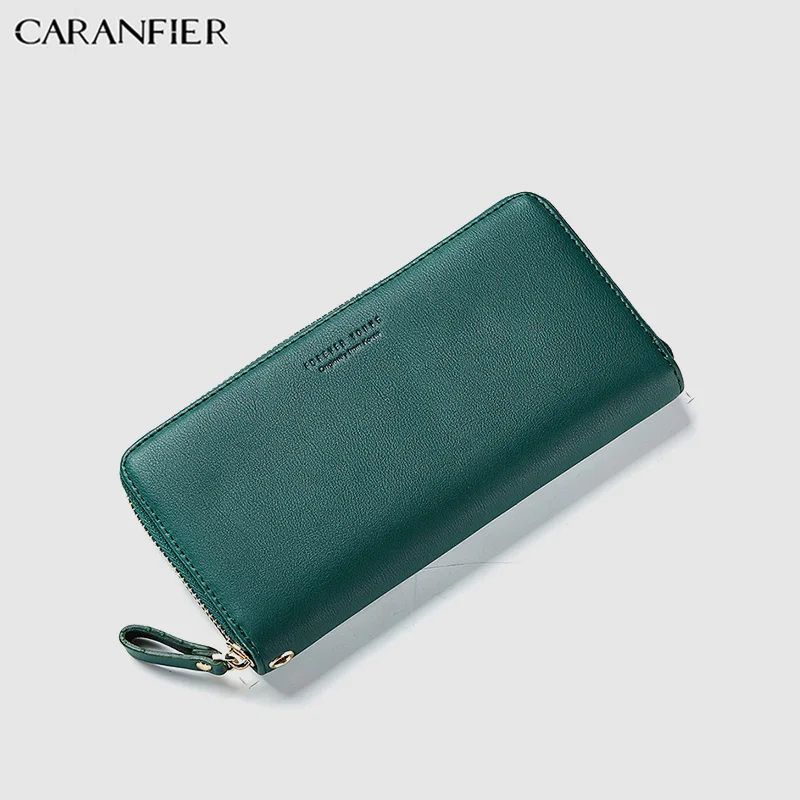 CARANFIER/женские кошельки из искусственной кожи; длинный Повседневный клатч на молнии с кисточками; простой кошелек для женщин; карман для телефона; держатель для карт; Carteras - Цвет: Green