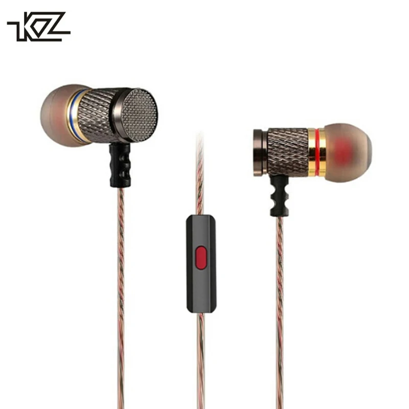 

KZ Gold Plated 3.5mm Earphone with Microphone in ear earphone Bass Stereo Earbuds for xiaomi iphone 7 8 samsung Phone fone de