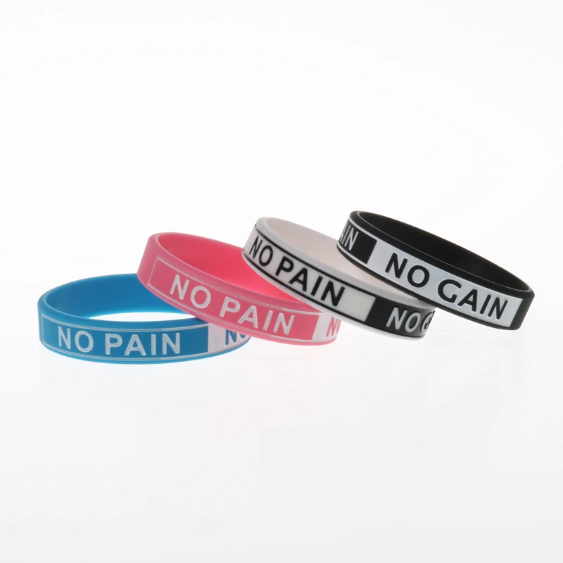 

New arrival awareness silicone bracelet china NO PAIN NO GAIN silicone bands rubber bracelets wristband Black rubber bangle