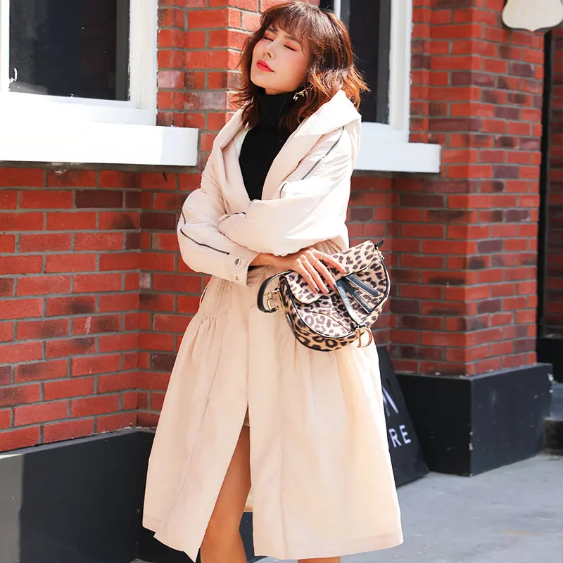 

BG winter down jacket women thicken long down coat hooded fashion outwear warm J90142308D