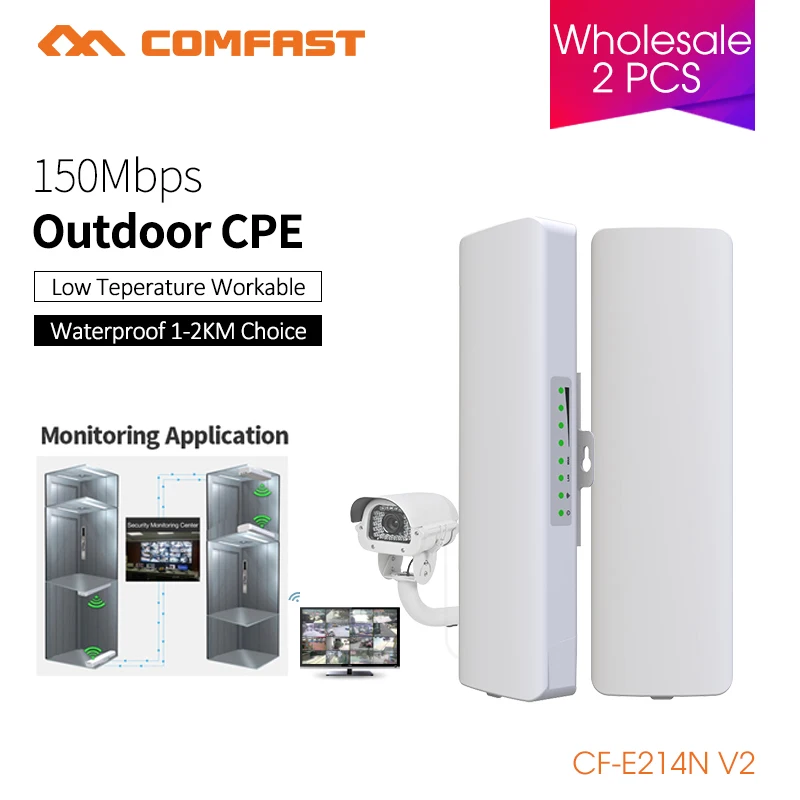 

COMFAST 150Mbps Outdoor CPE 2.4G Wifi Bridge 3KM Watchdog Chip Extender Receiver CPE Router 48v POE WIFI Router 1 pair CF-E214N