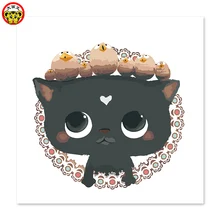 Цифровая картина маслом Принцесса Черный кот драгоценный камень ожерелье Прекрасный милый