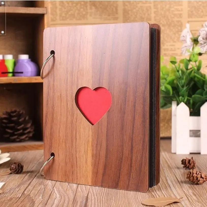 Creative 6 inch love wood album retro handmade album wedding youth album graduation photo album