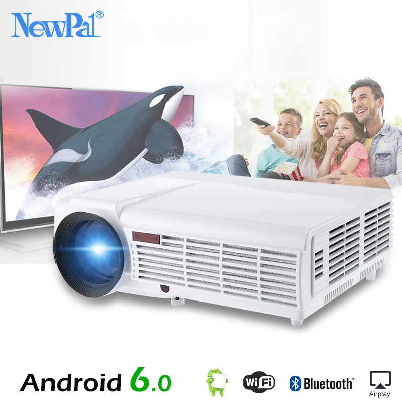 5500 Lumens 3D Home Projector Full HD Support 1920*1080Pixels Video TV WIFI Android6.0 Projector With Free 100inches Screen