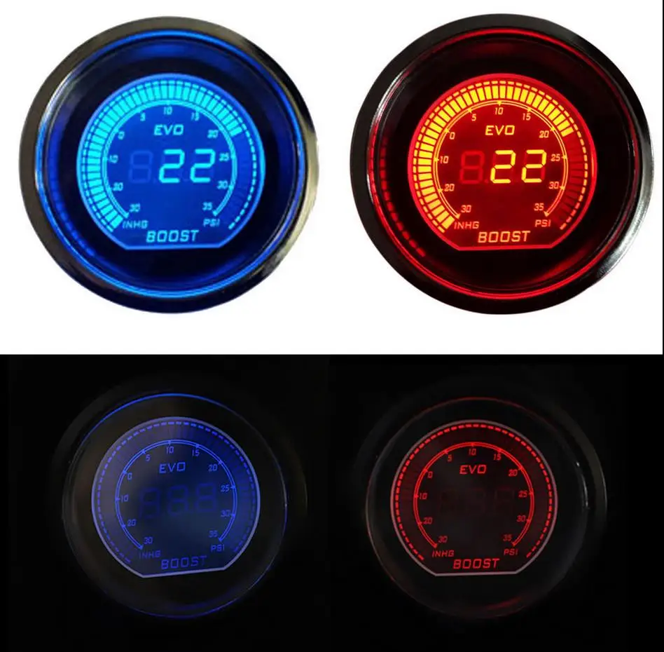 Черный корпус 2 &quot52 мм Turbo Boost Gauge psi красный/синий Освещение светодиод стайлинга