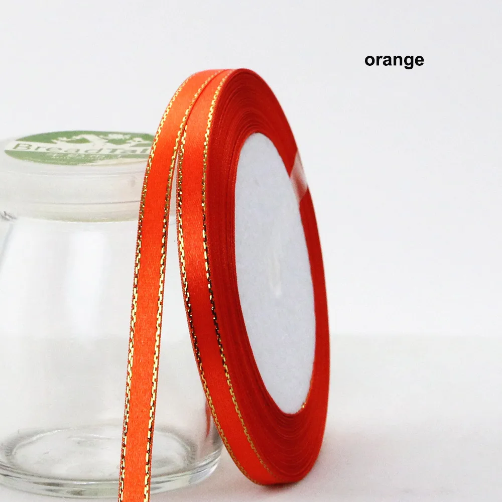 25 ярдов атласная лента 6 мм Золотая корсажная лента для кромки ленты DIY для упаковки подарков Свадебные украшения принадлежности для скрапбукинга - Цвет: orange