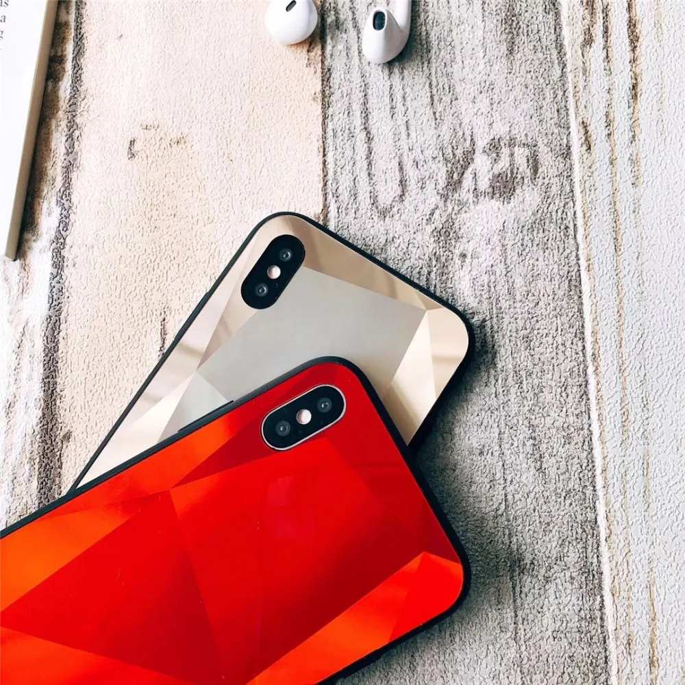 HUANQING Luxury 3D Rhombic Phone Case for iPhone 6 6S Plus 8 7 Plus Fashion Simple Bling Diamond Cover  for iPhone X Xs Max XS XR Case10