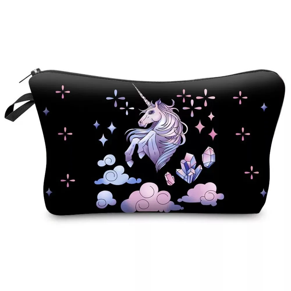 

3D Unicorn Printing Makeup Bags With Multicolor Pattern Cute Cosmetics Cases Pouchs For Travel Ladies Women Beauty Toiletry Kit