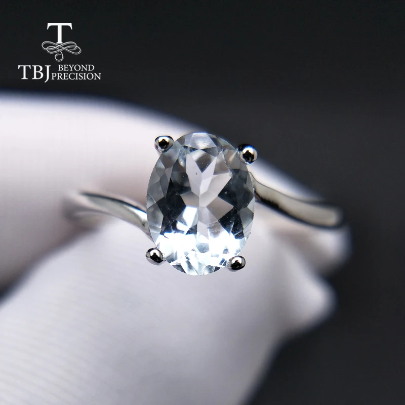 TBJ, мода маленькое кольцо с натуральным Бразилии Аквамарин в 925 стерлингового серебра драгоценный камень ювелирные изделия для женщин и д