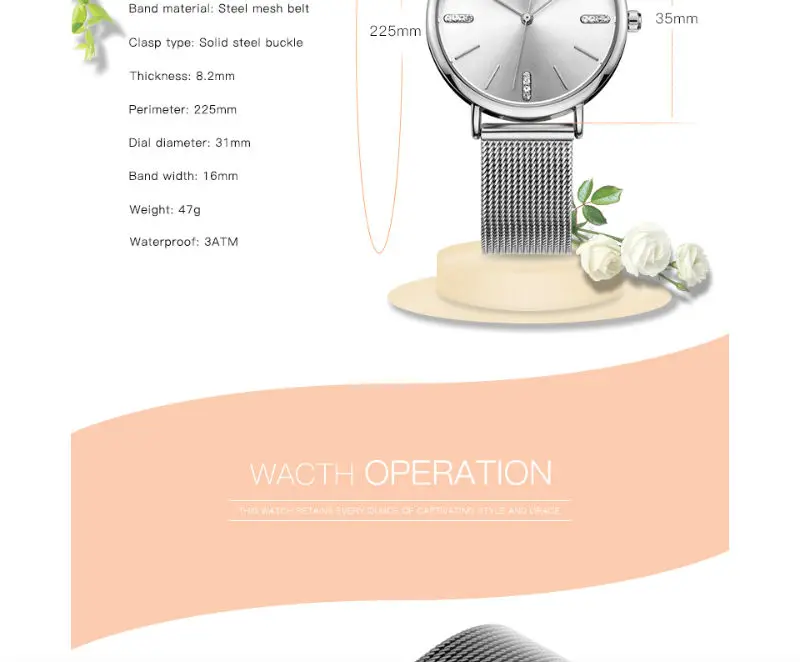 Современная мода мини фокус Кварцевые часы Женские сетки из нержавеющей стали высококачественный ремешок для часов повседневные наручные часы подарок для женщин