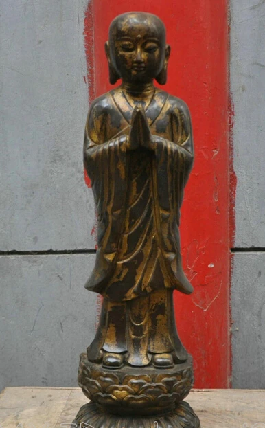 

007000 25 Tibetan Buddhism Bronze Maha Kasyapa Bodhidharma Buddha Sculpture Statue