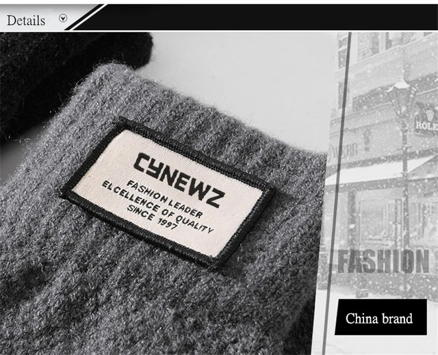 Winter Autumn Men Knitted Gloves Touch Screen High Quality Male Thicken Warm Wool Cashmere Solid Gloves Men Mitten Business -