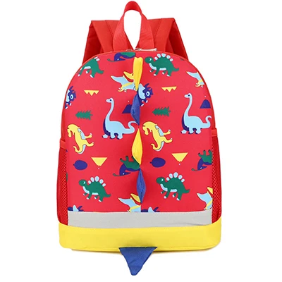 BAIJIAWEI рюкзак с динозавром из мультфильма для детского сада, милые школьные сумки, детские рюкзаки, детский рюкзак - Цвет: Красный