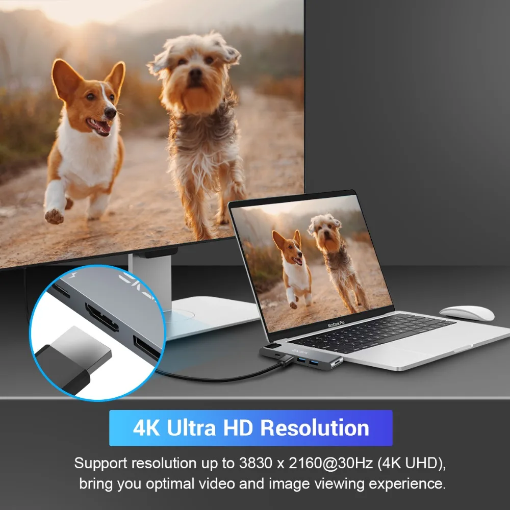 EKSA USB C концентратор для 4K HDMI Ethernet RJ45 Thunderbolt 3 USB 3,0 адаптер для MacBook Pro 13 15 type C концентратор 100 Вт питания