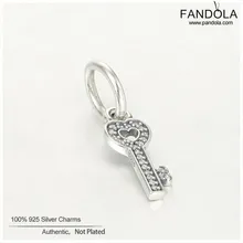 Модный стерлингового серебра 925 символ доверия ключ Висячие бусины Шарм Подходит Pandora Серебряный браслет продвижение