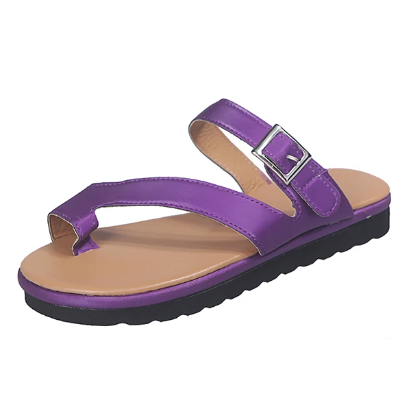Большие размеры 35-43; летние женские шлепанцы; Вьетнамки; 3 см; обувь на платформе с декором; женские повседневные пляжные шлепанцы на плоской подошве - Цвет: Фиолетовый