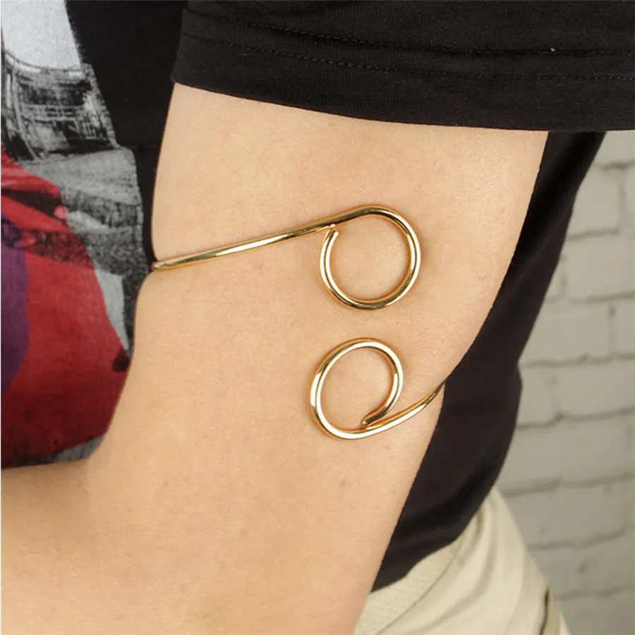

Trendy Simple Maxi Vintage Bangle Punk Upper Arm Bracelet Bangle Vintage Simple Metal Circle Gold Arm Cuff Armlet