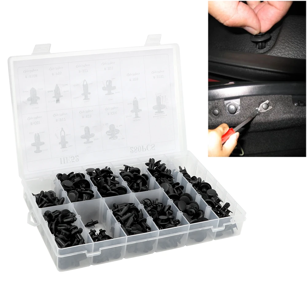 

LEEPEE 10 Kinds Mixed Car Bumper Fixed Clamp Push Type Buckle Auto Fender Fastener 280PCS Plate Screw Clip