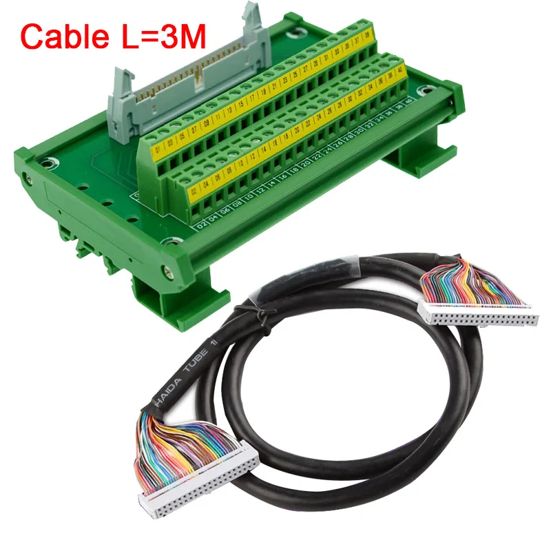 IDC40 IDE calbe, IDC40 к клеммному блоку breakout board idc 40 разъем PLC релейный адаптер IDC40 breakout board IDC40 кабель для передачи данных - Цвет: IDC40 with 3M Cable