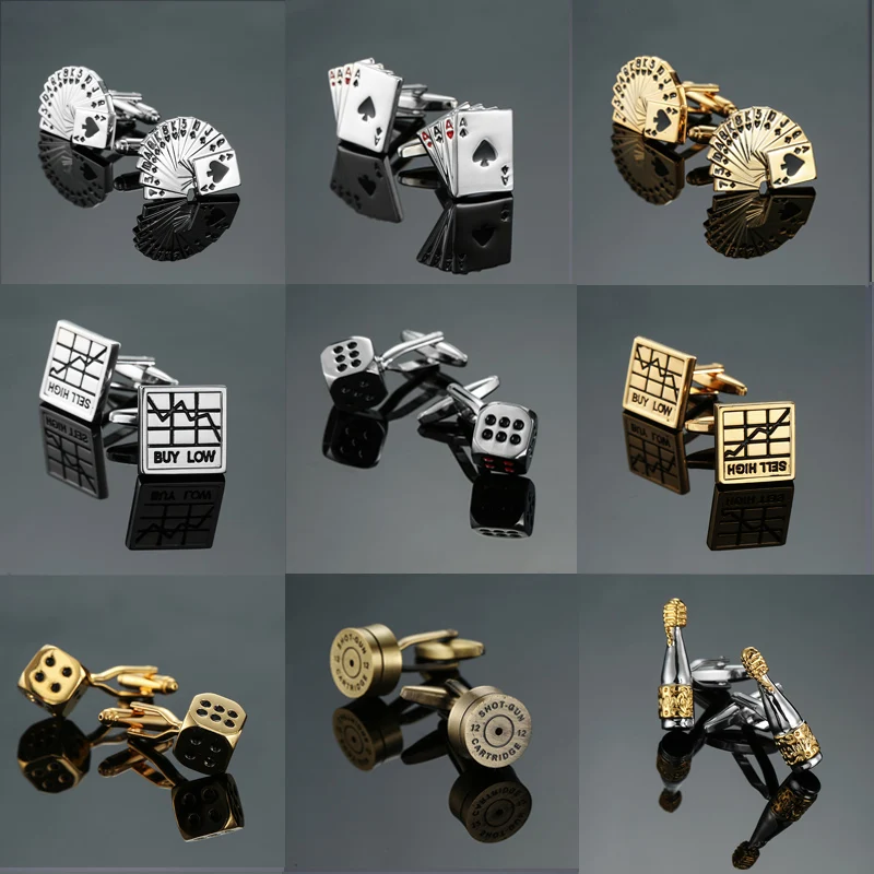 

XK-970 Free delivery, high quality men's shirts fashion brands jewelry cuff links dice / wine bottles / poker / bullet cufflinks