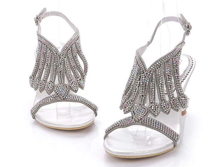 G-sparrow Female Sandals 2018 Summer New High-heeled Thick Heels Rhinestone Sandal Korean Size Diamond Shoes14