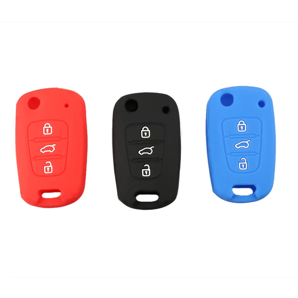 MAHAQI 3 Buttons Silicone Car Key Cover Fit For Hyundai i20 i30 i35 iX20 iX35 ix30 Solaris Verna Folding Key Silicone Shell Hot