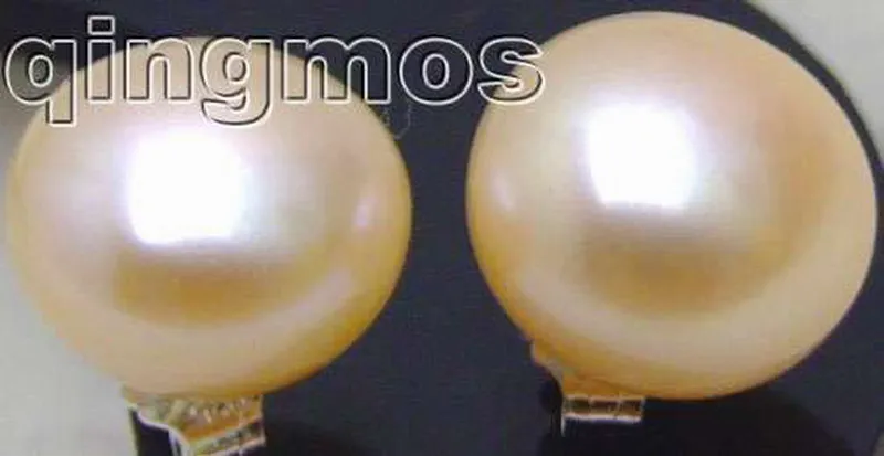 Qingmos Мода серый Серьги с жемчугом для Для женщин с плоский круглый натуральный жемчуг Стерлинговое Серебро S925 Стад Серьги, изящные украшения ear345