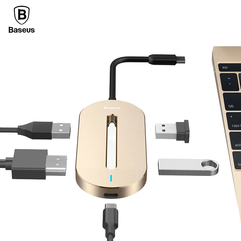 

Baseus Universal HUB Type-c Converter Type C Male to HDMI USB 3.0 Type-c Female Adapter Cable For Macbook Pro Type-c Notebook