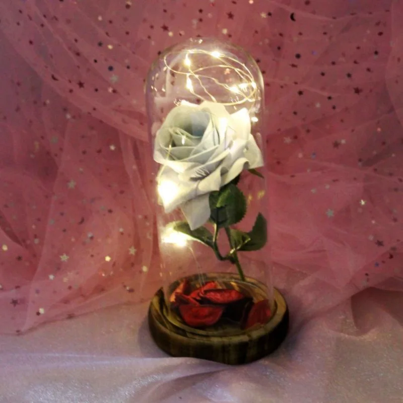 Светодиодный светильник-гирлянда с автоматическим вращением и изображением зверя красной розы, настольная лампа на батарейках, романтический подарок на день Святого Валентина