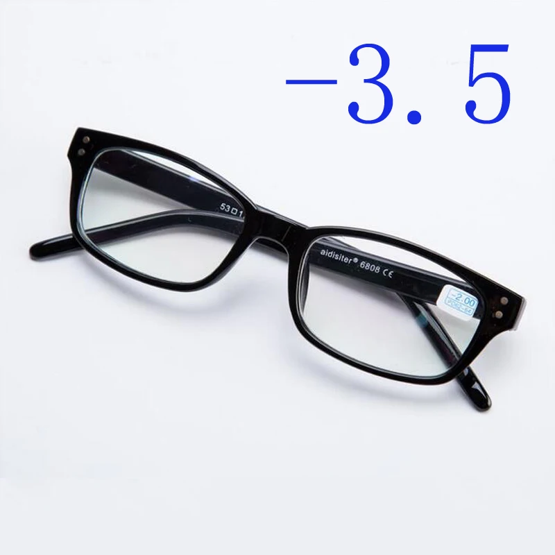 Квадратная оправа с заклепками, женские очки для близорукости, мужские Пластиковые оправы очки от близорукости-1,0-1,5-2,0-2,5-3,0-3,5-4,0 - Цвет оправы: black myopia 350
