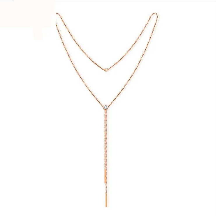 

Fashion Lady's Rose Gold Long Chain Pendant Summber Clavicular Necklace