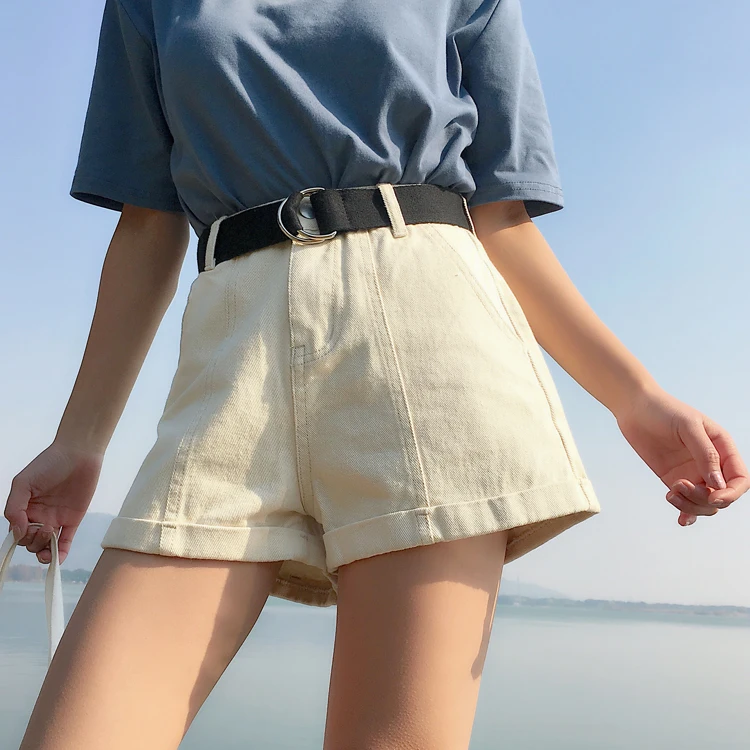 S-XL,2XL plus size summer high waist shorts feminino denim shorts roll up jeans womens casual shorts(0920