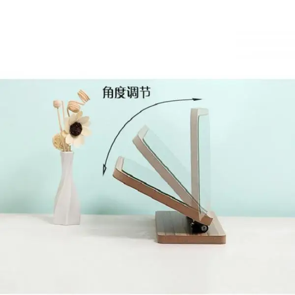 Adjustable Angle Foldable Countertop Makeup Vanity Mirror Wood Frame Bedroom Cosmetic Mirror