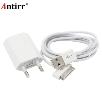 

Travel EU Plug USB wall Charger for iphone 4s 4 Adapter Power & sync data Charging Cable for iPhone 4 4s Charger 3G FOR ipod